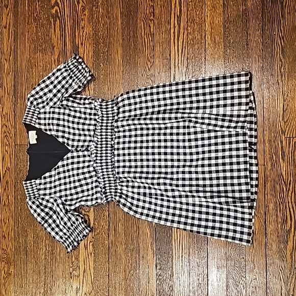 Sezane Sixtine Gingham Mini Dress Black White Plaid - Picture 7 of 10